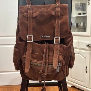 Dr. Martens Brown Suede Leather Backpack Rucksack Vintage Retro Boho 90s Grunge